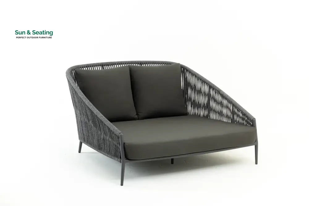 Elvey Outdoor Poolside Sunbed With Cushion Daybed (Grey) Braided & Rope Sunbed
