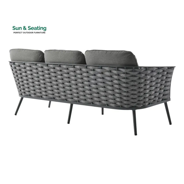 Elvira 4 Piece Outdoor Rope Sofa Set with Wooden Top Table Sofa Set
