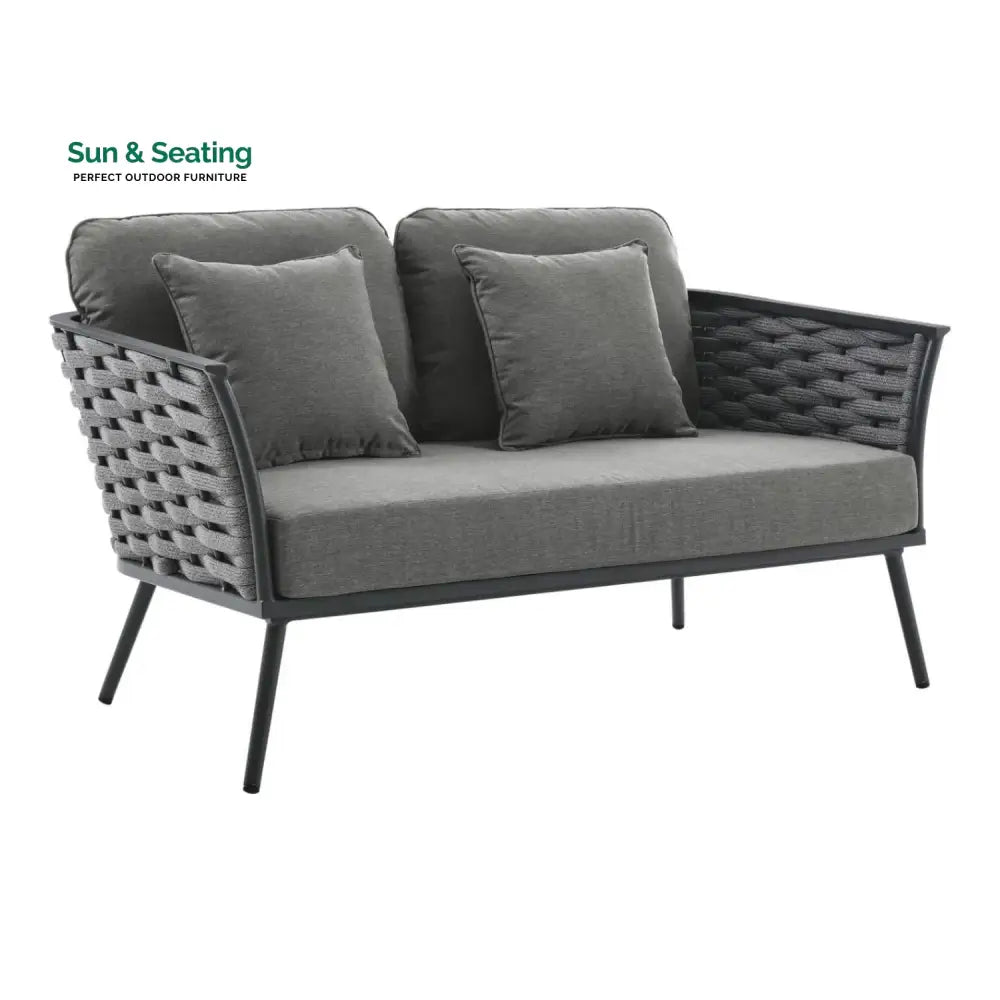Elvira 4 Piece Outdoor Rope Sofa Set with Wooden Top Table Sofa Set