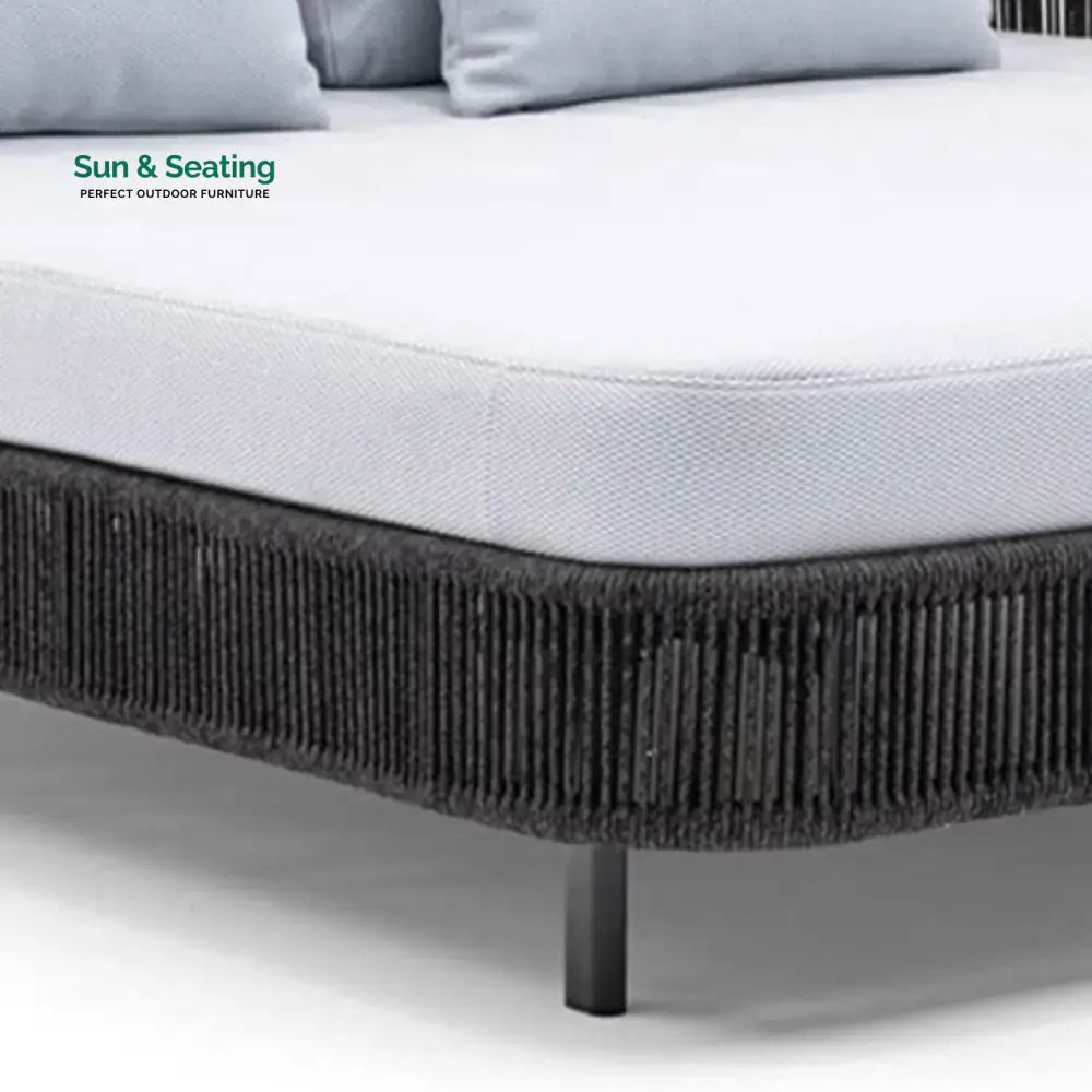 Elvira Outdoor Grey Rope Patio Daybed with Comfortable White Cushion Daybed