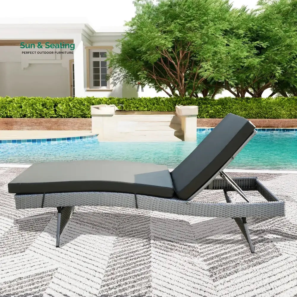 Emaan Outdoor All-Weather Wicker Lounger with Cushions Lounger Set