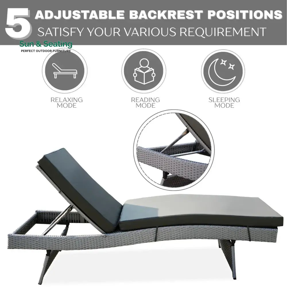 Emaan Outdoor All-Weather Wicker Lounger with Cushions Lounger Set