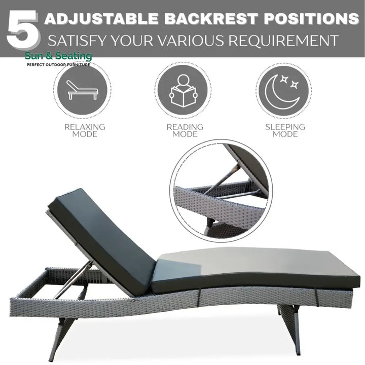 Emaan Outdoor All-Weather Wicker Lounger with Cushions Lounger Set
