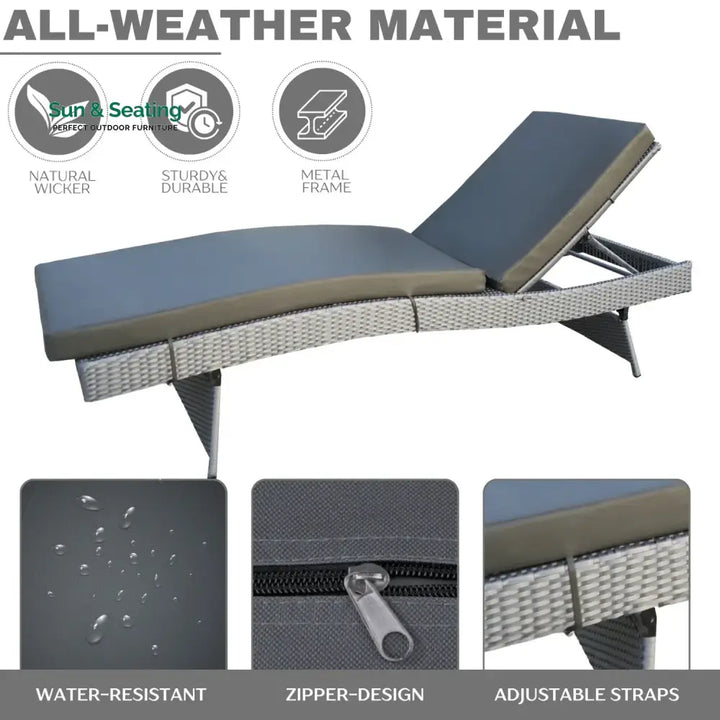 Emaan Outdoor All-Weather Wicker Lounger with Cushions Lounger Set