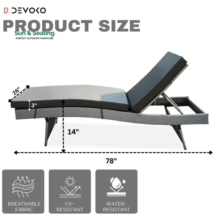 Emaan Outdoor All-Weather Wicker Lounger with Cushions Lounger Set