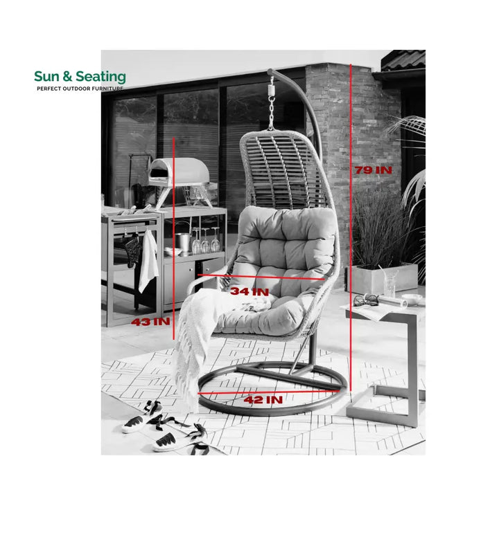 Emondo Single Seater Hanging Swing With Stand For Balcony Garden Swing (Dark Brown) Swings