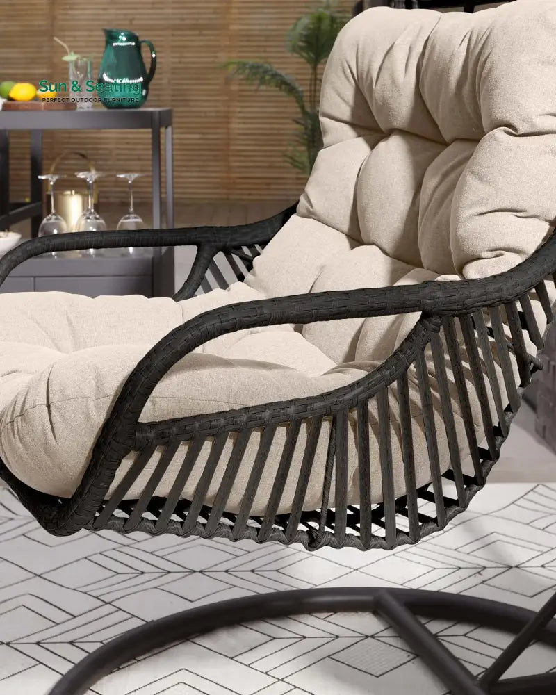 Emondo Single Seater Hanging Swing With Stand For Balcony Garden Swing (Dark Brown) Swings