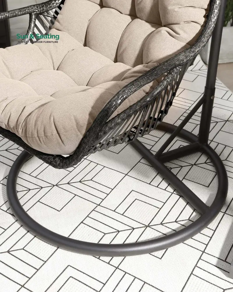 Emondo Single Seater Hanging Swing With Stand For Balcony Garden Swing (Dark Brown) Swings