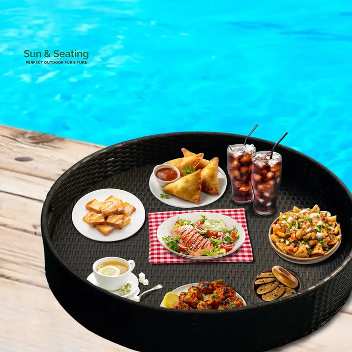 Enciso Luxury Floating Serving Tray For Swimming Pool - Black (Round) Floating Tray