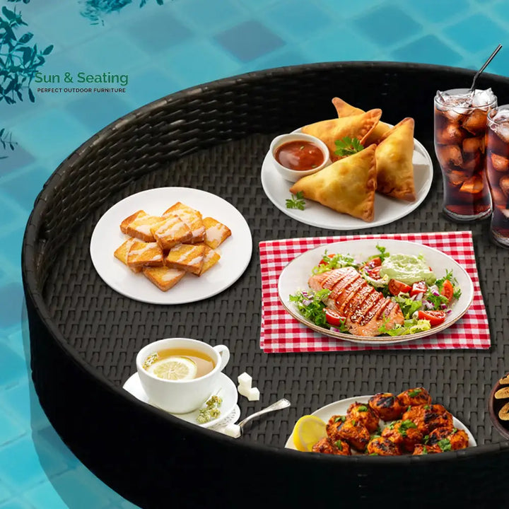Enciso Luxury Floating Serving Tray For Swimming Pool - Black (Round) Floating Tray