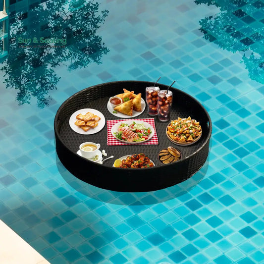 Enciso Luxury Floating Serving Tray For Swimming Pool - Black (Round) Floating Tray