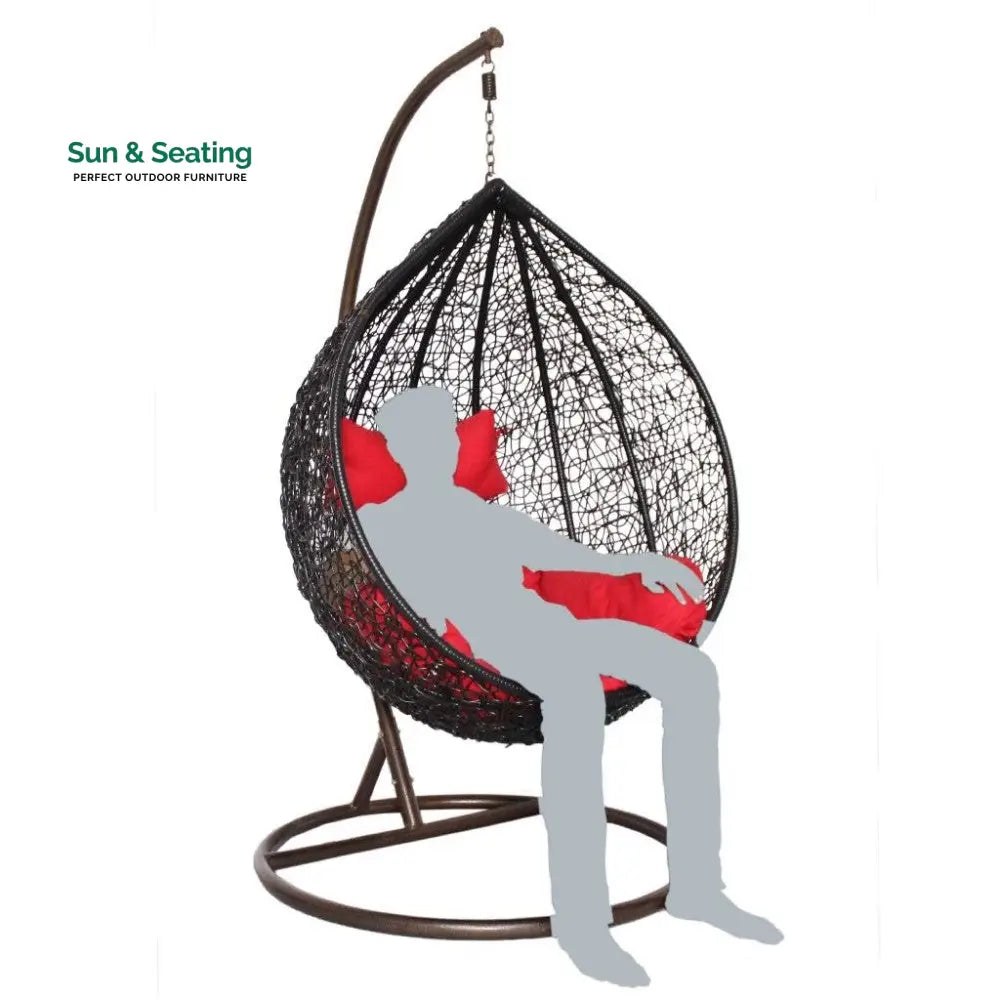 Eneide Single Seater Hanging Swing With Stand For Balcony Garden Swing (Dark Brown) Swings