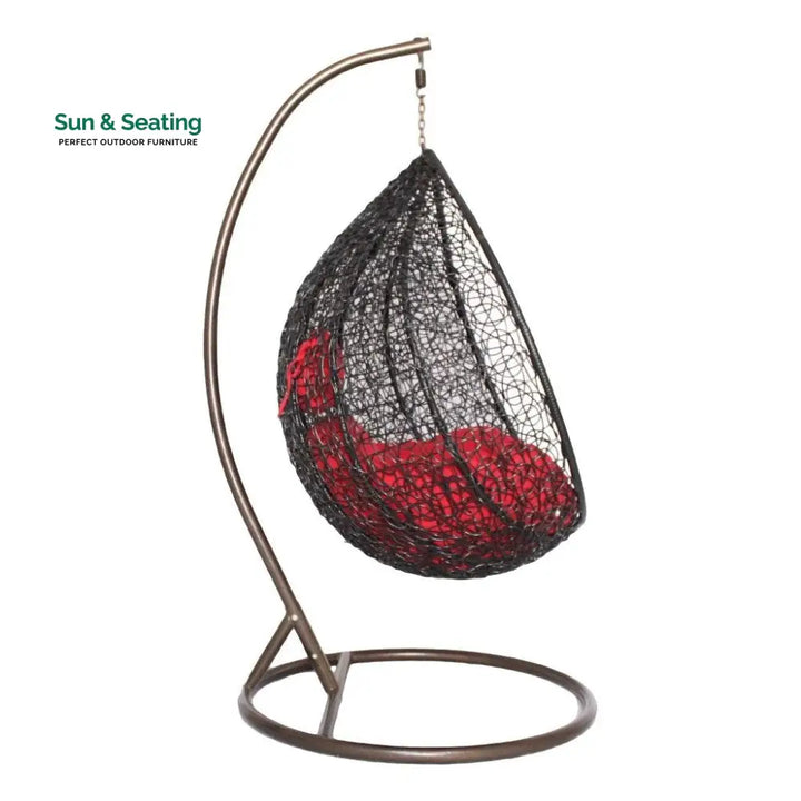 Eneide Single Seater Hanging Swing With Stand For Balcony Garden Swing (Dark Brown) Swings