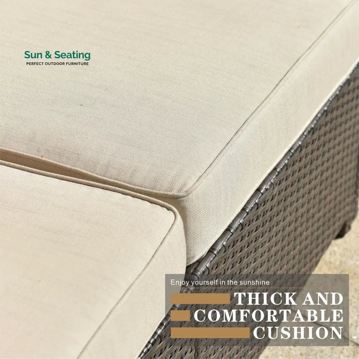 Enorson Outdoor Garden Balcony Sofa Set 2 Three Seater 2 Single Seater With 2 Ottoman and 2 Center Table Set (Brown)