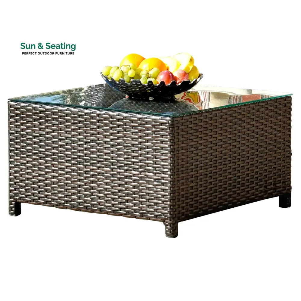 Enorson Outdoor Garden Balcony Sofa Set 2 Three Seater 2 Single Seater With 2 Ottoman and 2 Center Table Set (Brown)