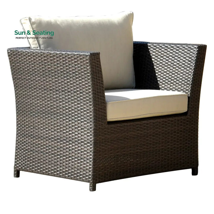 Enorson Outdoor Garden Balcony Sofa Set 2 Three Seater 2 Single Seater With 2 Ottoman and 2 Center Table Set (Brown)