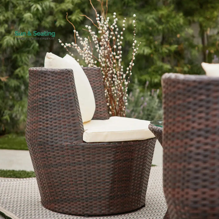 Enzo Outdoor Patio Seating Set 2 Chairs and 1 Table Set (Brown) Coffee Table Sets