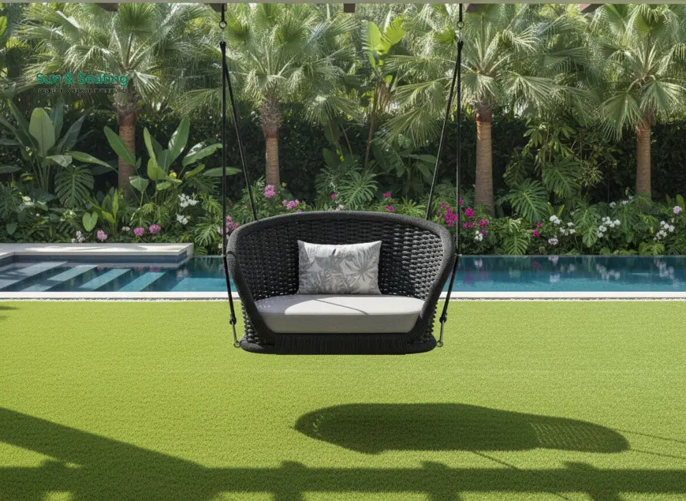 Eon Single Seater Hanging Swing Without Stand For Balcony Garden Swing (Black) Swings