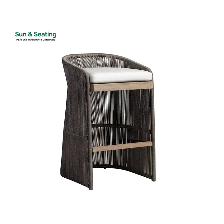 Erim Outdoor Patio Bar Chair 2 Chair For Balcony Braided &amp; Rope Bar Sets