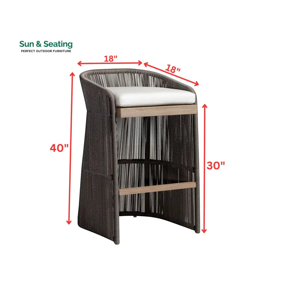 Erim Outdoor Patio Bar Chair 2 Chair For Balcony Braided &amp; Rope Bar Sets