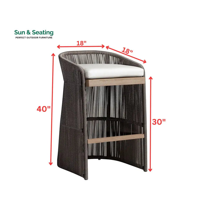 Erim Outdoor Patio Bar Chair 2 Chair For Balcony Braided &amp; Rope Bar Sets