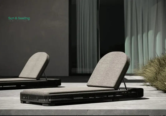 Eris Outdoor Swimming Poolside Lounger Braided & Rope Black Loungers