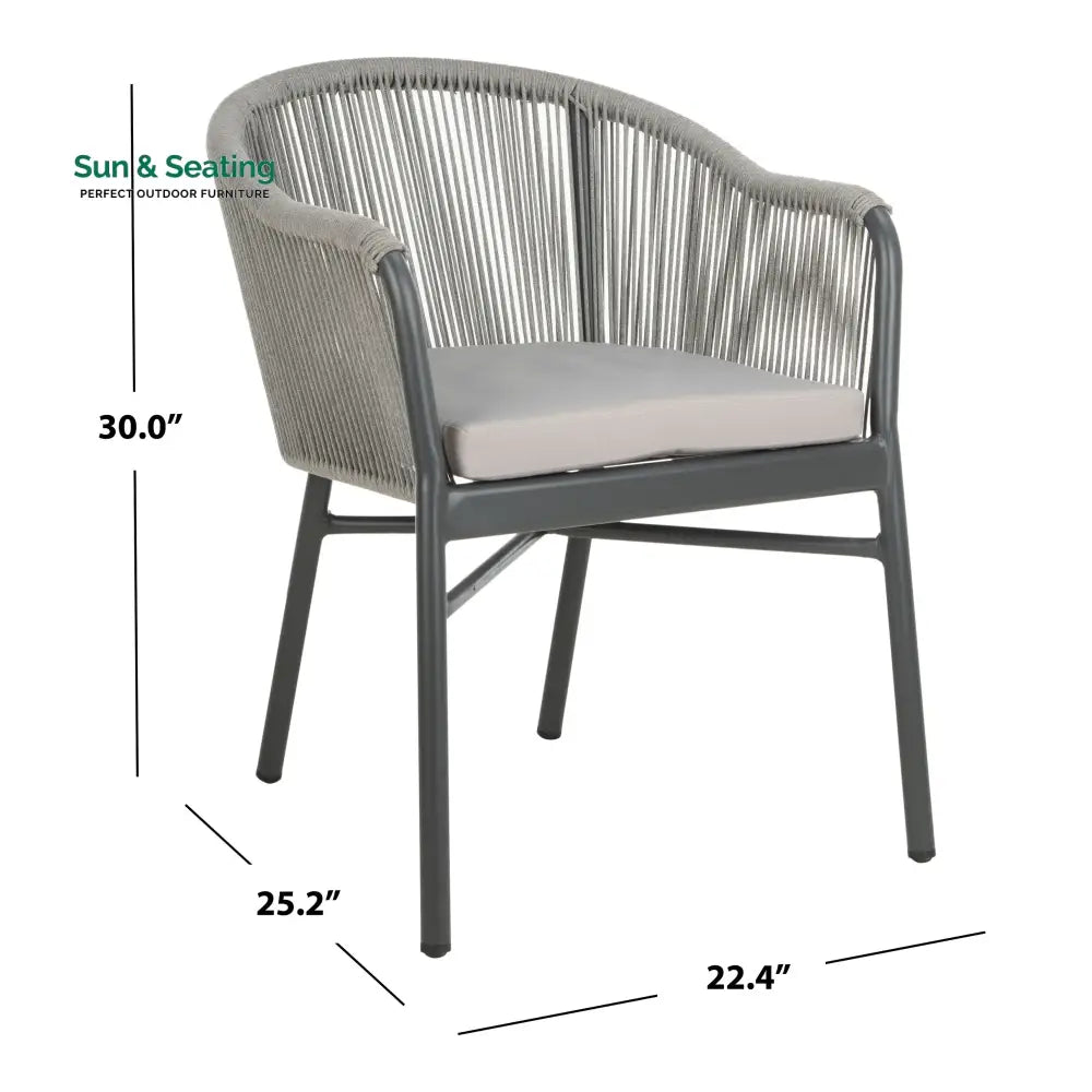 Ernesto Outdoor Patio Seating Set of 2 Chairs (Grey) Braided &amp; Rope Coffee Table Sets