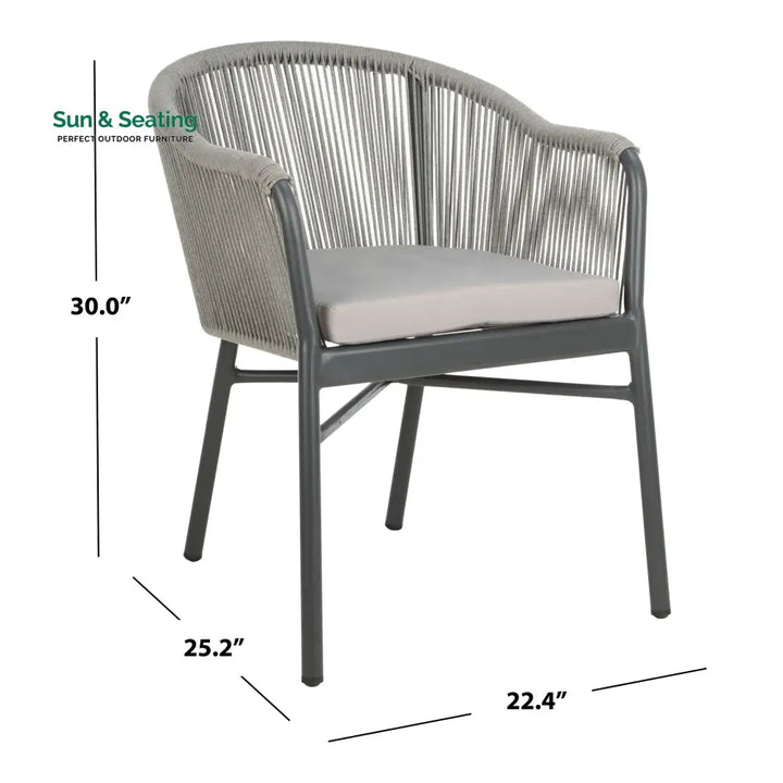 Ernesto Outdoor Patio Seating Set of 2 Chairs (Grey) Braided &amp; Rope Coffee Table Sets