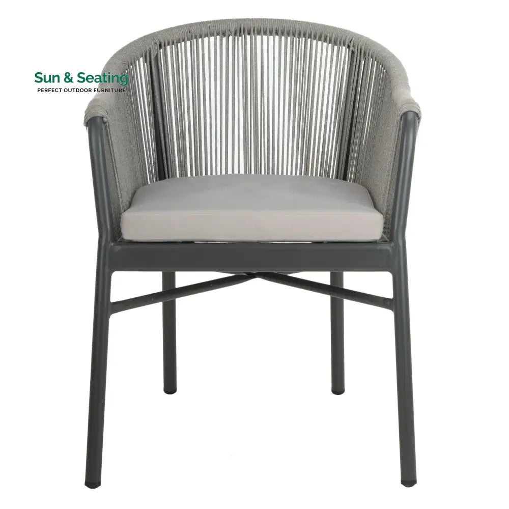 Ernesto Outdoor Patio Seating Set of 2 Chairs (Grey) Braided &amp; Rope Coffee Table Sets