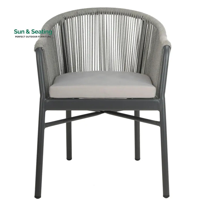 Ernesto Outdoor Patio Seating Set of 2 Chairs (Grey) Braided &amp; Rope Coffee Table Sets
