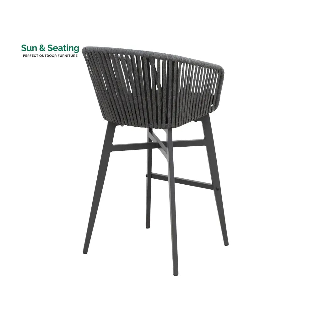 Esen Outdoor Patio Bar Chair 2 Chair For Balcony Braided &amp; Rope (Dark Grey) Bar Sets