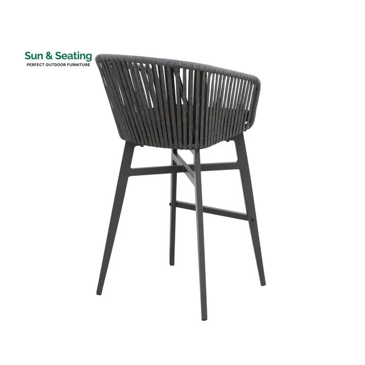 Esen Outdoor Patio Bar Chair 2 Chair For Balcony Braided &amp; Rope (Dark Grey) Bar Sets