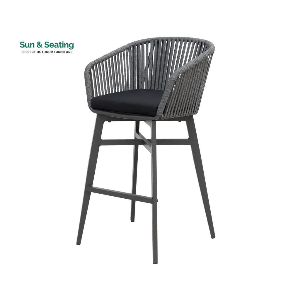 Esen Outdoor Patio Bar Chair 2 Chair For Balcony Braided &amp; Rope (Dark Grey) Bar Sets
