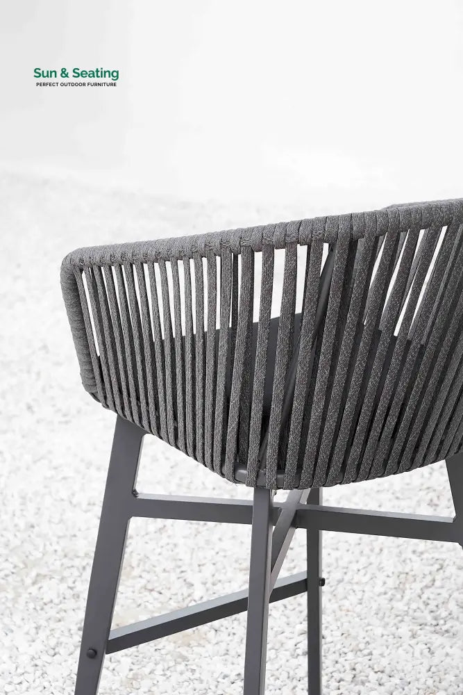 Esen Outdoor Patio Bar Chair 2 Chair For Balcony Braided &amp; Rope (Dark Grey) Bar Sets