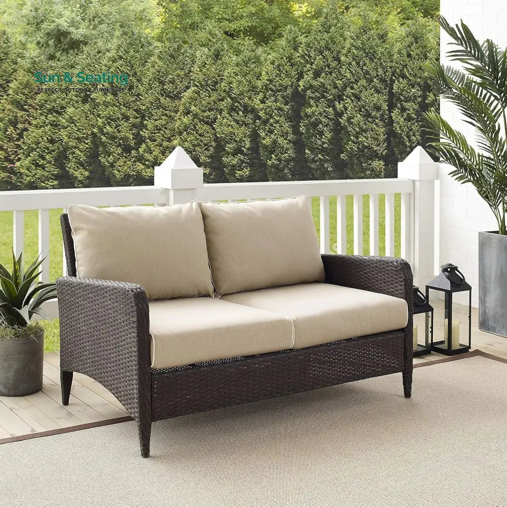 Esmeray Outdoor Wicker Single Seater Loveseat Sofa Sofa Set
