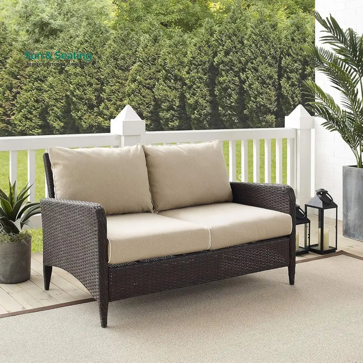 Esmeray Outdoor Wicker Single Seater Loveseat Sofa Sofa Set