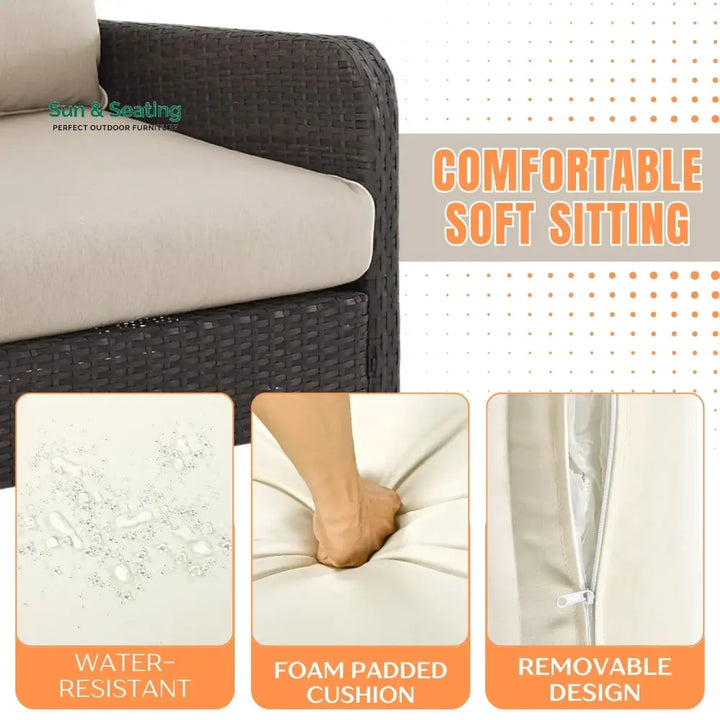 Esmeray Outdoor Wicker Single Seater Loveseat Sofa Sofa Set