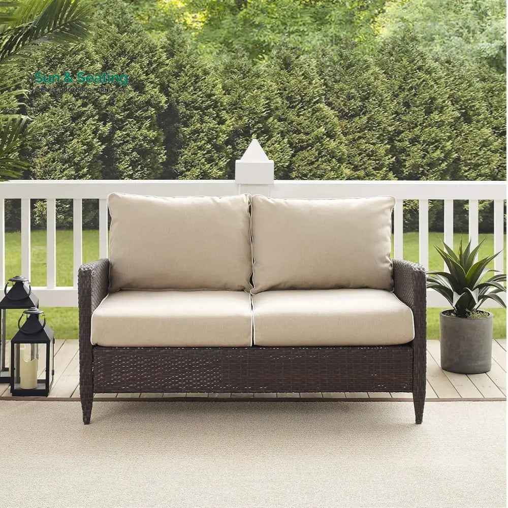 Esmeray Outdoor Wicker Single Seater Loveseat Sofa Sofa Set