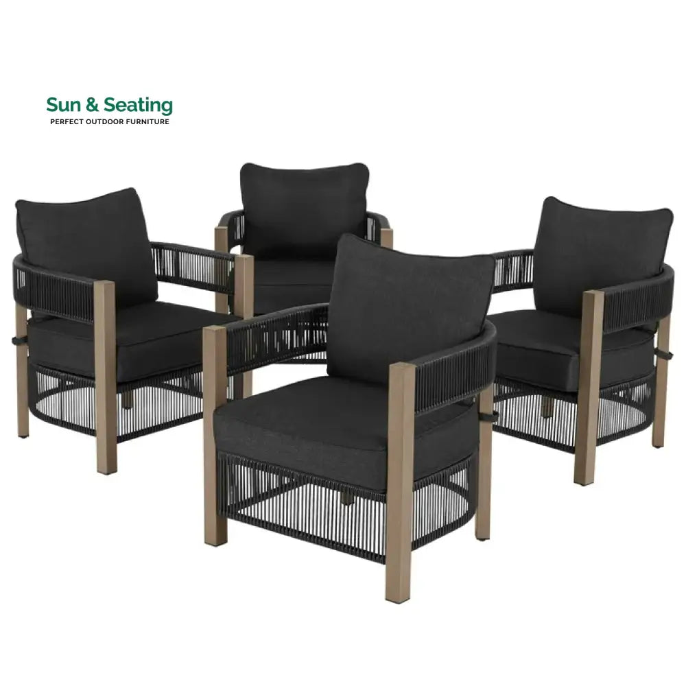 Espira Outdoor Patio Seating Set 4 Chairs and 1 Table Set (Black) Coffee Table Sets