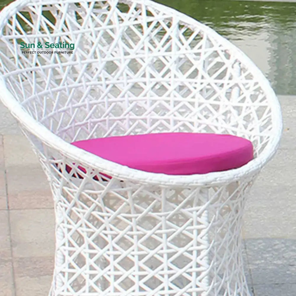Espiridión Outdoor Patio Seating Set 2 Chairs and 1 Table Set (White) Coffee Table Sets