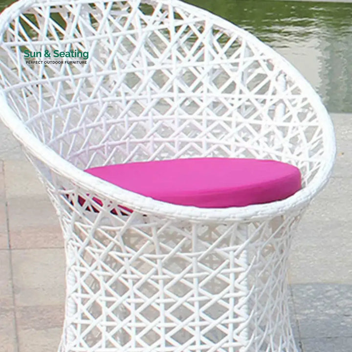 Espiridión Outdoor Patio Seating Set 2 Chairs and 1 Table Set (White) Coffee Table Sets