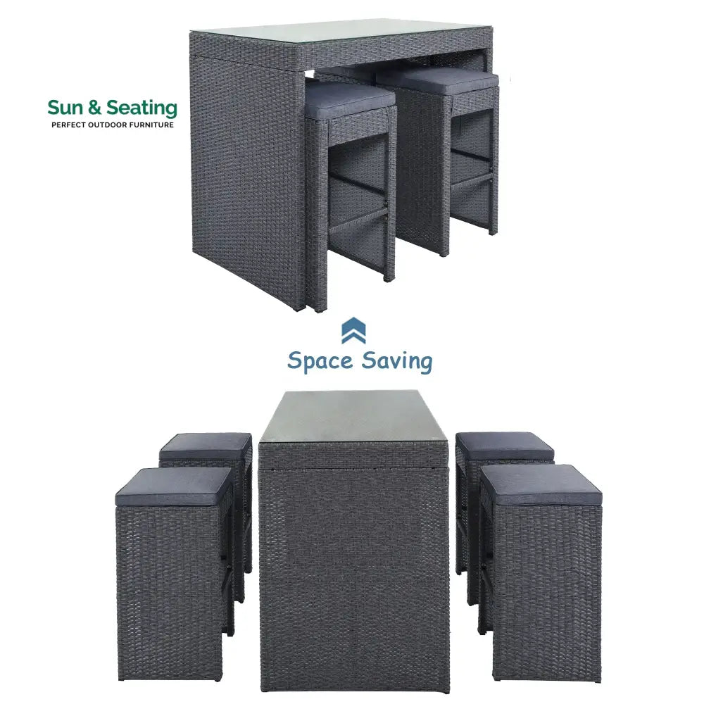Espiritu Outdoor Bar Sets 4 Stools and 1 Table Patio Bar Set (Grey) Bar Sets