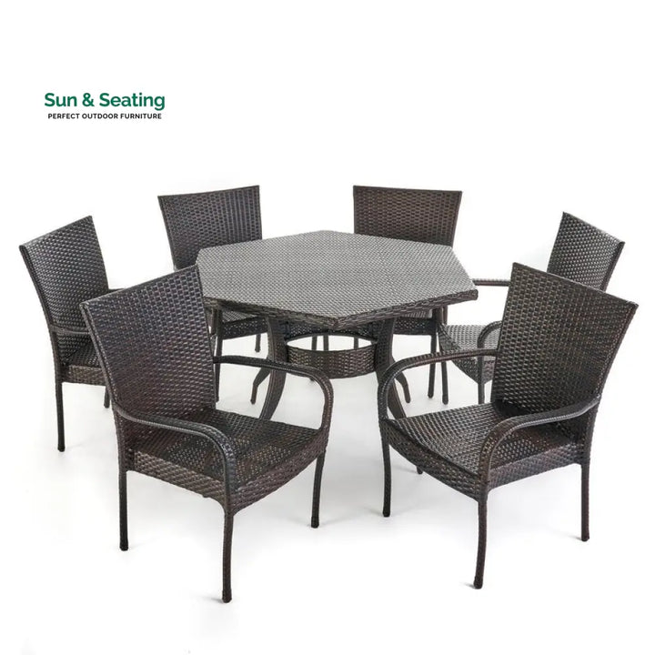 Esposito Outdoor Patio Dining Set 6 Chairs and 1 Table (Brown) Dining sets