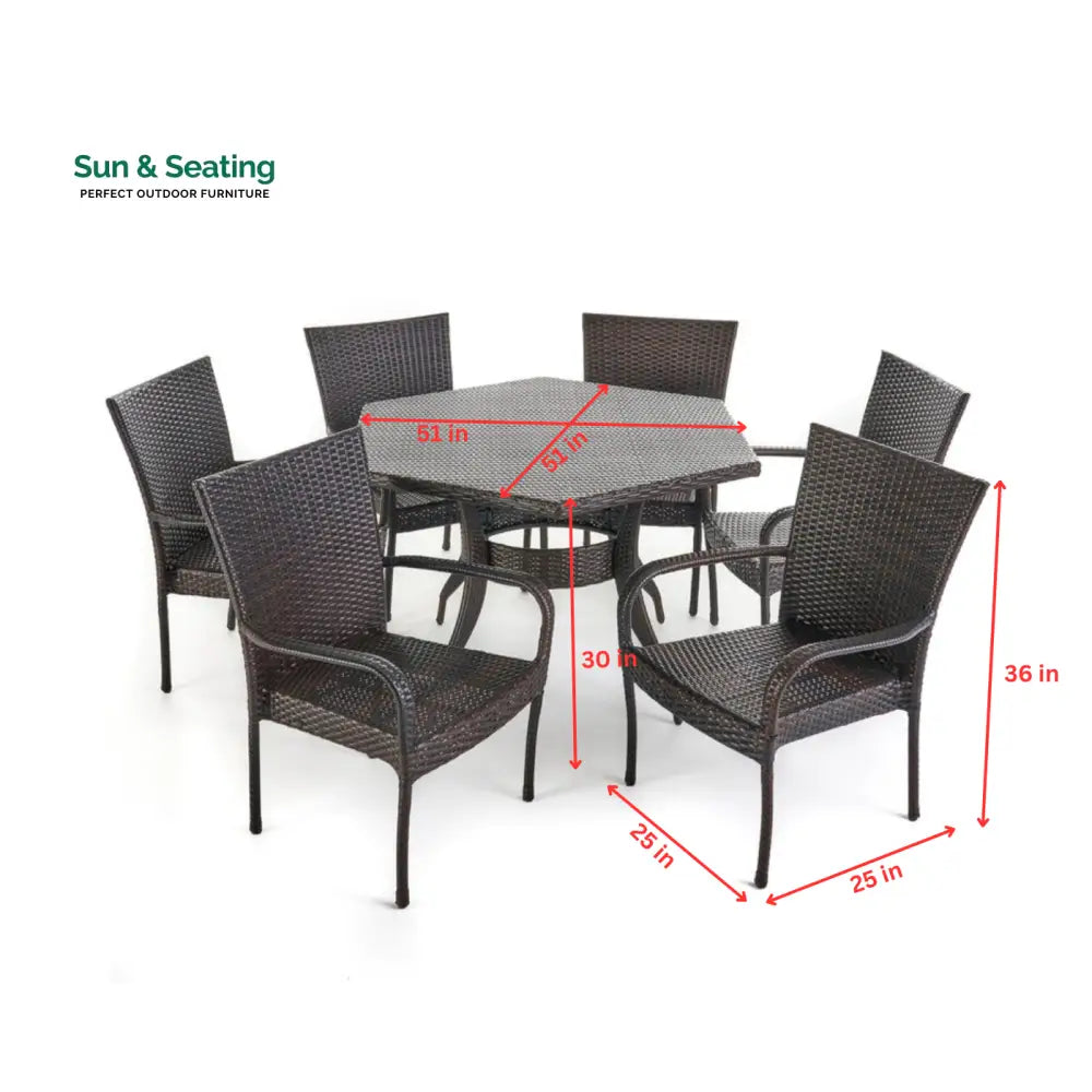 Esposito Outdoor Patio Dining Set 6 Chairs and 1 Table (Brown) Dining sets