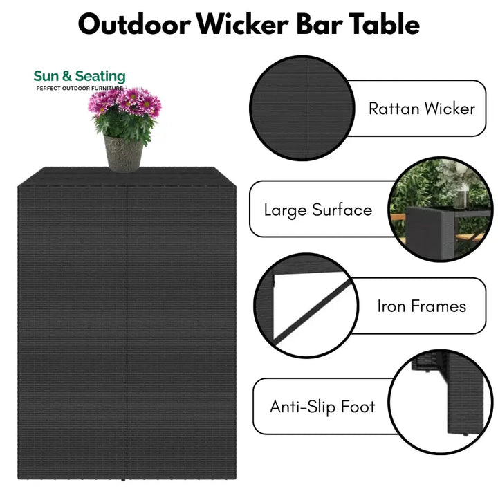 Estrella Outdoor Rattan Wicker Bar Table Bar Table