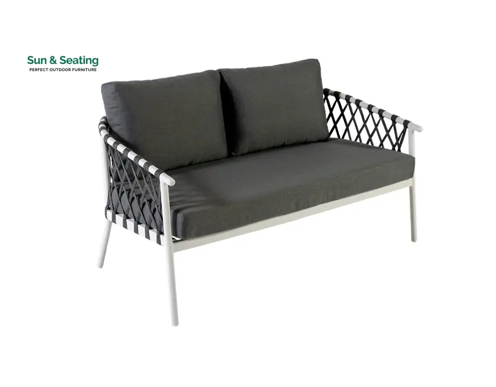 Etta Outdoor Sofa Set 2 Seater 2 Single seater and 1 Center Table (White +Grey) Braided &amp; Rope Sofa Sets