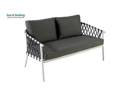 Etta Outdoor Sofa Set 2 Seater 2 Single seater and 1 Center Table (White +Grey) Braided & Rope Sofa Sets