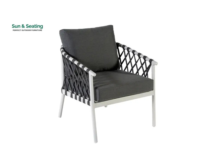 Etta Outdoor Sofa Set 2 Seater 2 Single seater and 1 Center Table (White +Grey) Braided &amp; Rope Sofa Sets