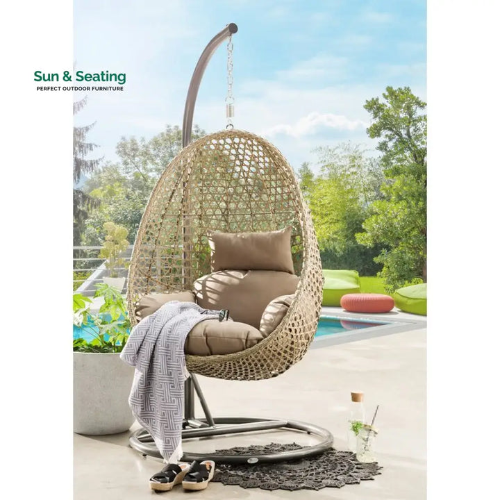 Eula Single Seater Hanging Swing With Stand For Balcony Garden Swing (Gold) Swings