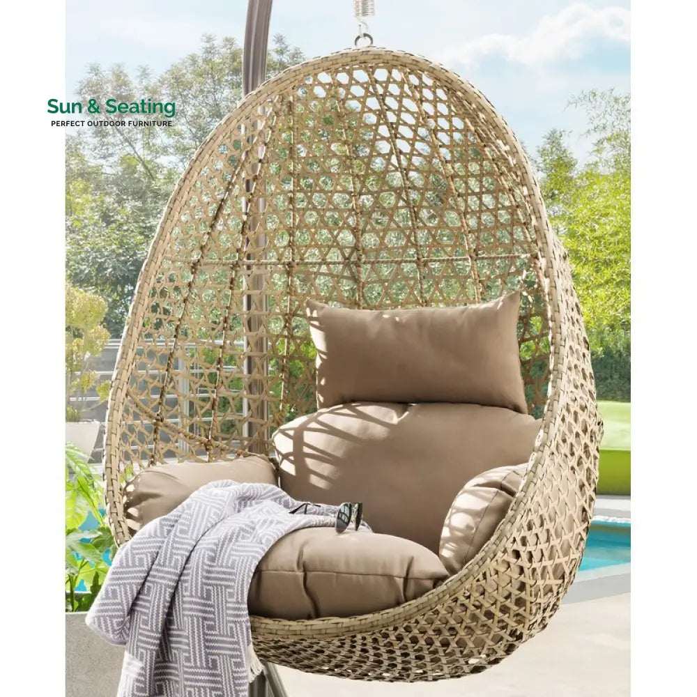 Eula Single Seater Hanging Swing With Stand For Balcony Garden Swing (Gold) Swings